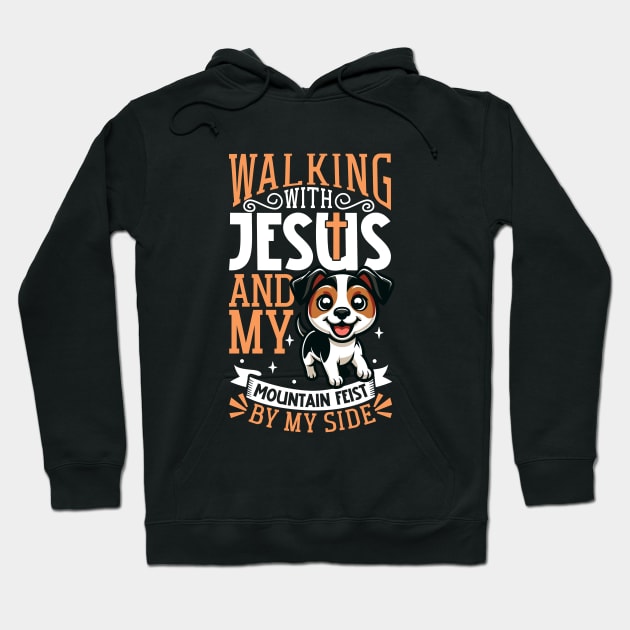 Jesus and dog - Mountain Treeing Feist Hoodie by Modern Medieval Design